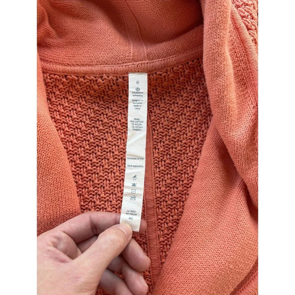 Lululemon Post Practice Cardi Knit Cardigan Coral Orange 6 - Picture 6 of 8